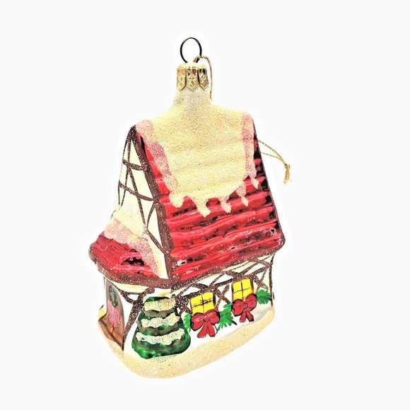 Blown Mercury Glass Christmas Ornament House 4 1/2" Vintage Radko Christmas - Picture 1 of 7